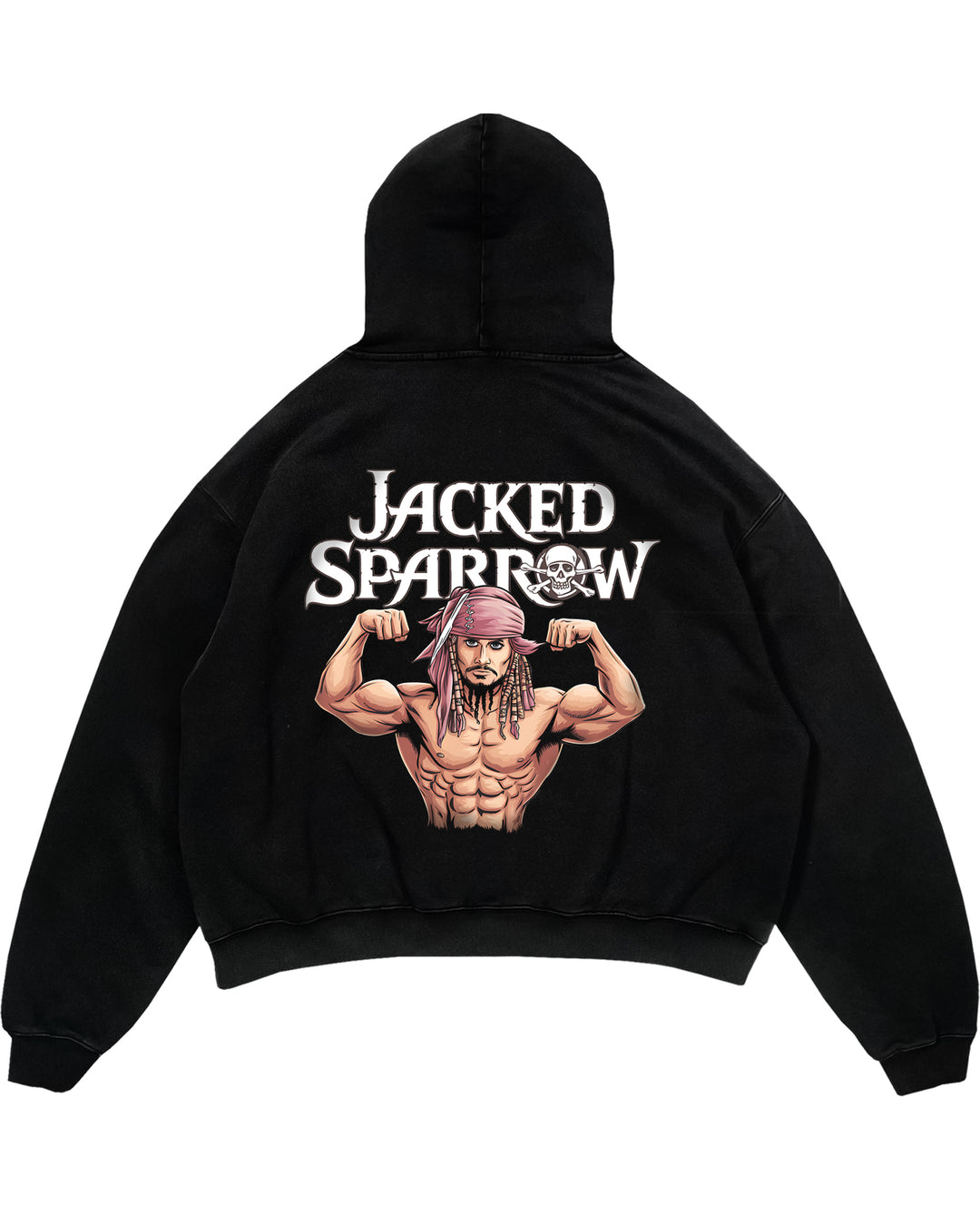 Felpa con cappuccio oversize Jacked Sparrow (stampa sul retro).