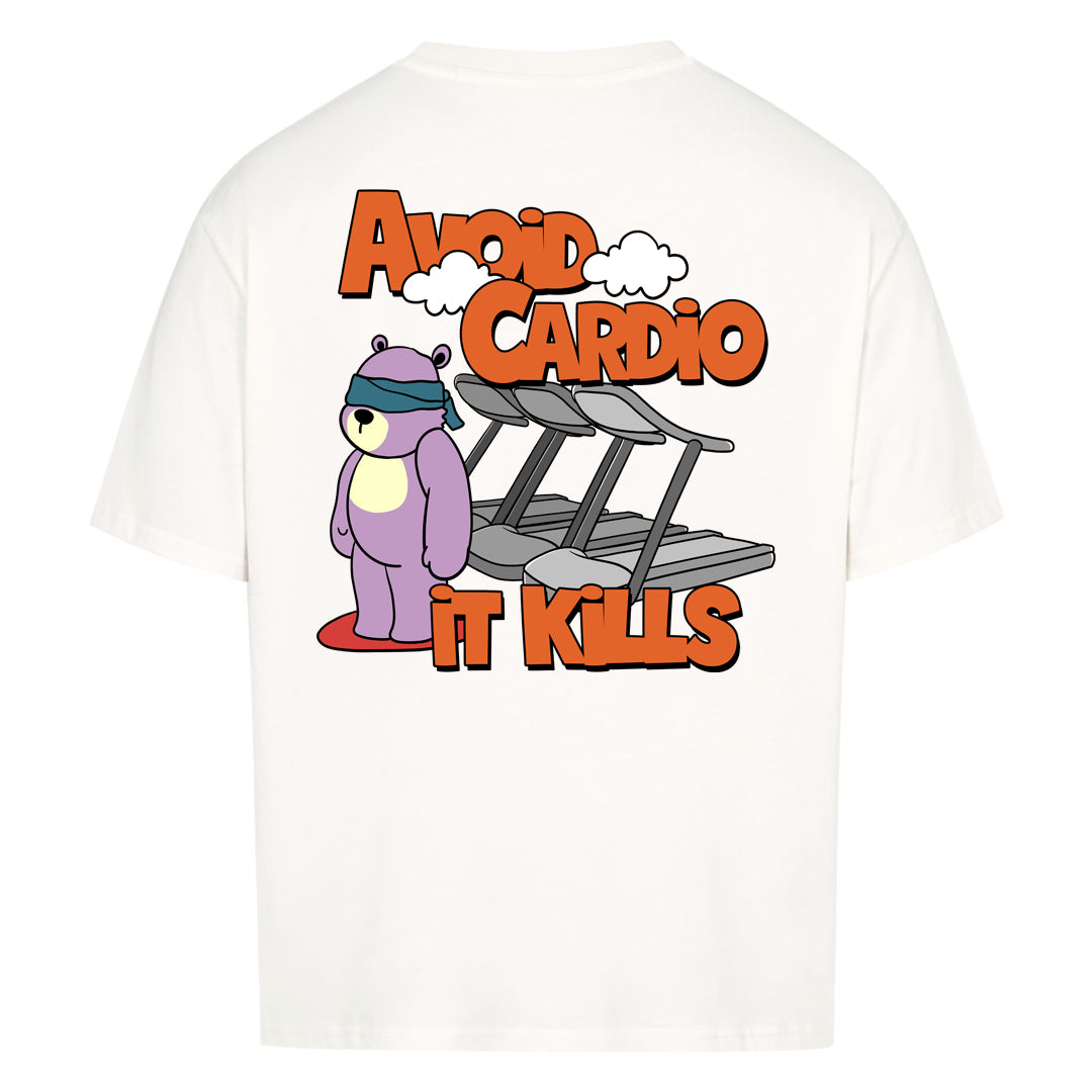 Unikaj koszul kardio oversize (z nadrukiem na plecach).