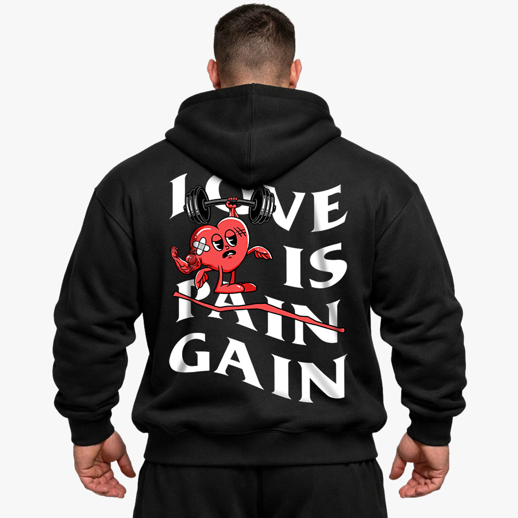 Love is Gain Hoodie i överdimensionerad (Backprint).