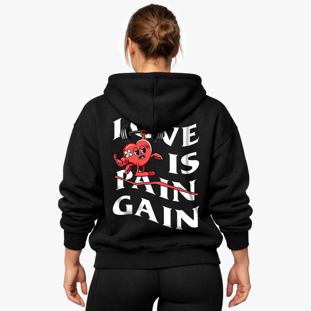 Love is Gain Hoodie i överdimensionerad (Backprint).