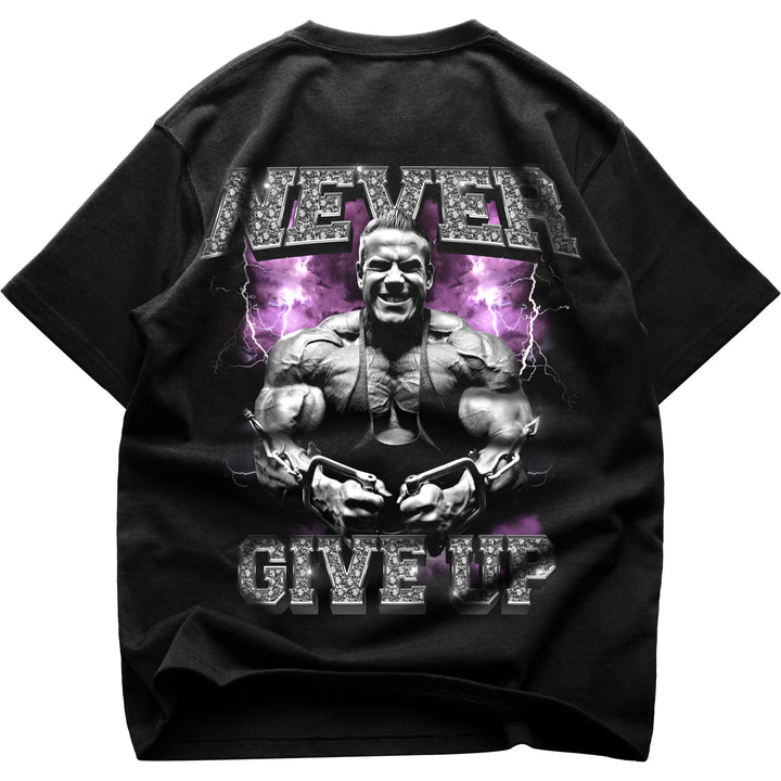 Never give up Oversized (Backprint) Shirt