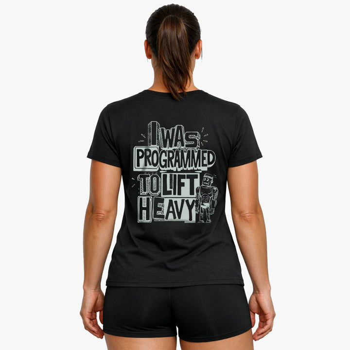 Programmeret til at løfte (backprint) t-shirt