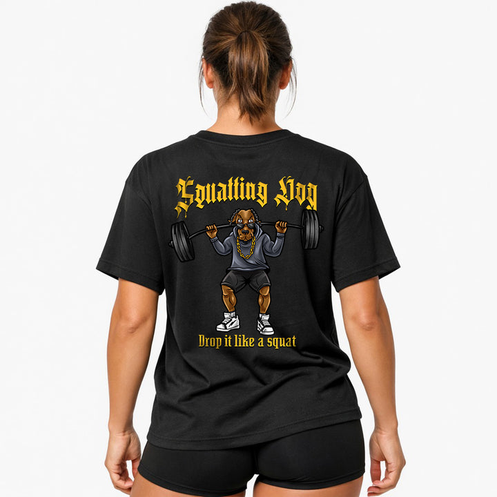 Squatting dog (Backprint) Oversized Shirt