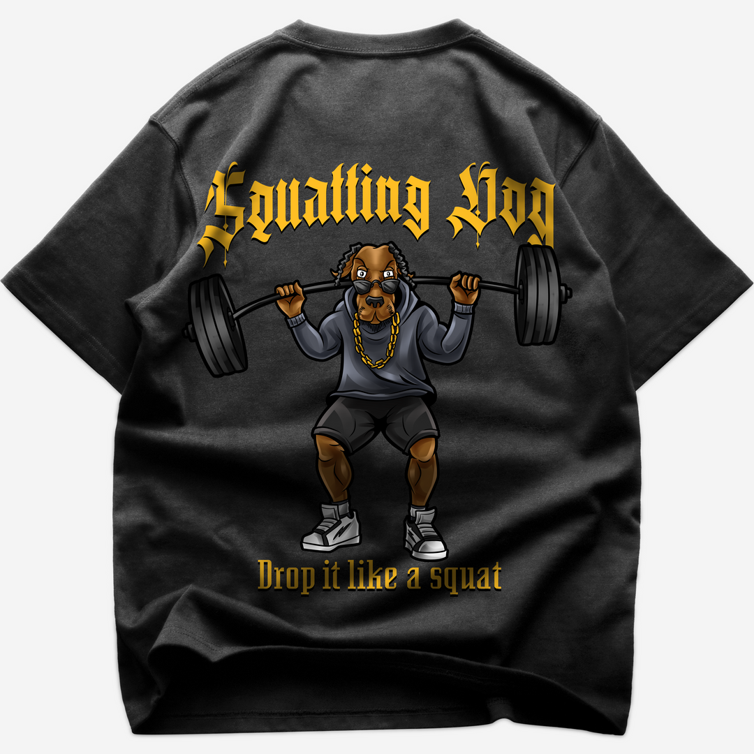 Squatting dog (Backprint) Oversized Shirt